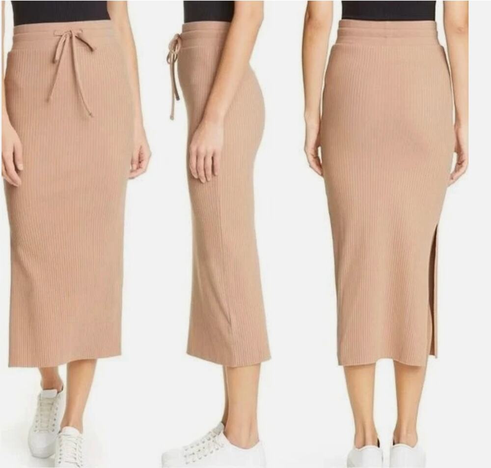 The Range Revolve Primary Rib Midi Skirt in Light Tawny Size M